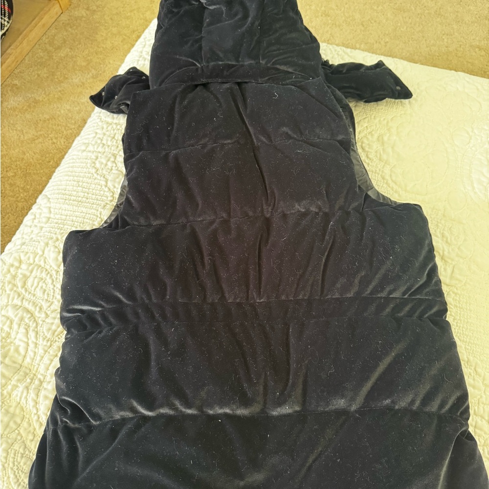 Athleta Black Velvet Hooded Puffer Vest - Picture 2 of 5